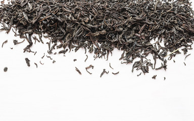 Dry black tea leaves