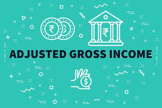 Conceptual business illustration with the words adjusted gross income