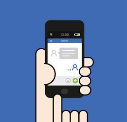 Holding a Smartphone with Message screen