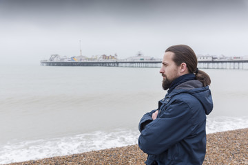 Man with long hair and beard