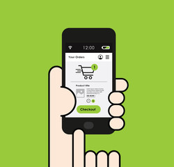 Holding a Smartphone with Shopping interface