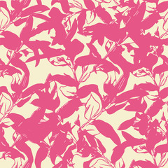 Fototapeta na wymiar Seamless floral pattern with branches and leaves for textile, fabrics,scrapbooking and web design . Stylized colorful branches.