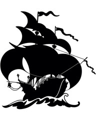 Beautiful Sailing Ship Silhouette