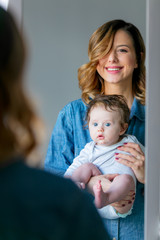 mother and son play together