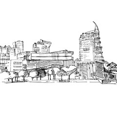 Sketch of Lisbon modern houses