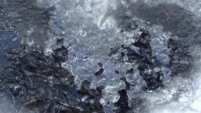 Beautifully shaped ice in frozen river