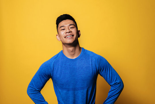 Portrait of young asian boy with sportswear.