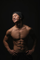 Fototapeta na wymiar Portrait of young asian boy with fitness body.