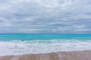 Ideal Caribbean empty beach with azure sea