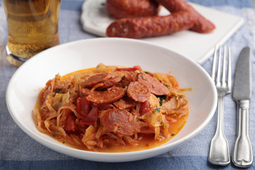 Braised cabbage with chorizo