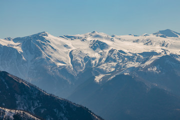 Mountain snowy peaks, Arkhyz, Caucasian mountains, Russia