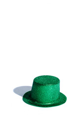 St.Patrick's Day hat on white studio background with empty space above