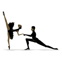 Silhouette of duet young dancers