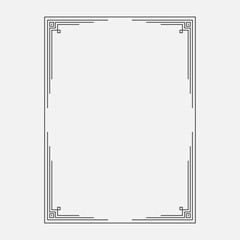 Decorated line frame. Ornamental simple frame template. Vector illustration.