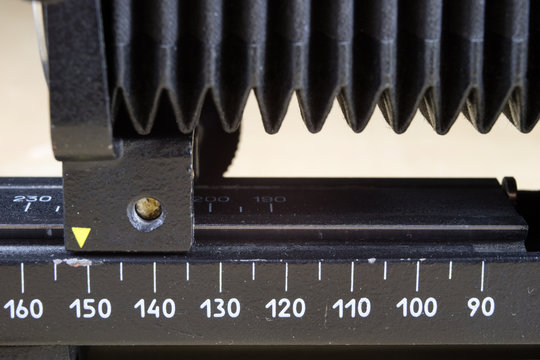 Old intermediate bellows for high-magnification photography. Photo accessories for old cameras.