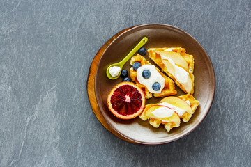 Waffles and fruits