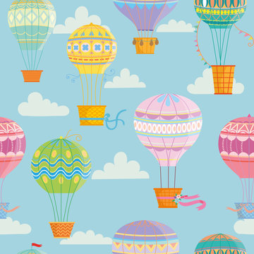 Set of colorful hot air balloon .Vector illustrations isolated on white background. 
