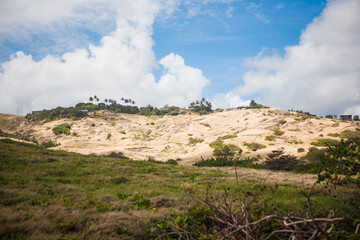 A Panoramic View of a Landscape, in Barbados, Limestone, Rock, Sand, Hills