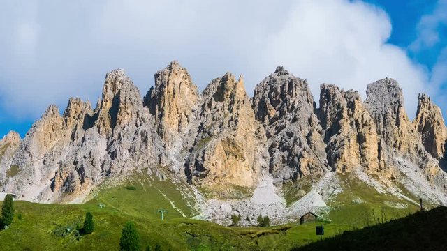 Time Lapse of Dolomites Italy landscape Pizes de Cir Ridge in South Tyrol, Western Dolomites - Italy tourist attraction for nature travel and outdoor acticity. Breathtaking landscape of Northern Italy