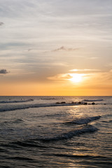 Landscape of a Beach in Barbados at Sunset, Caribbean Sea, Clouds, Sky