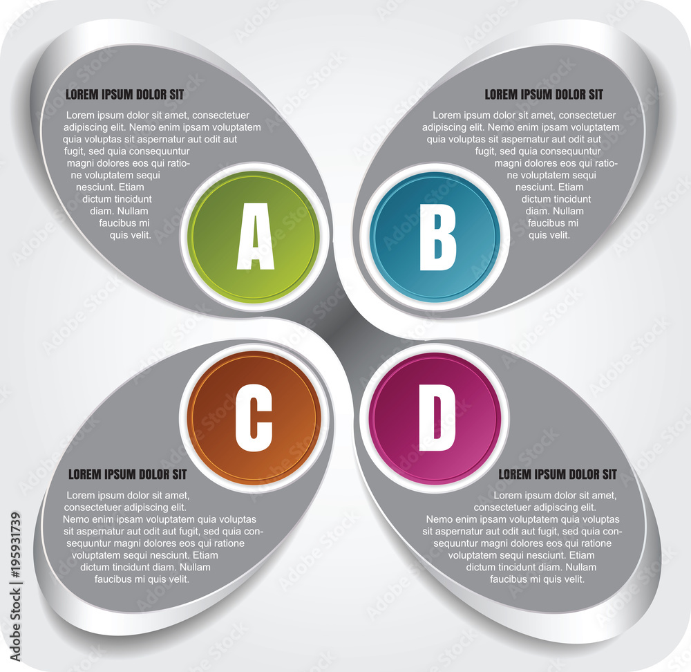 Aufkleber vector chrome background of the infographic abcd steps