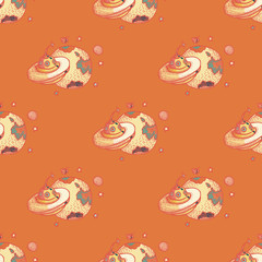 UFO seamless pattern. Cartoon style pattern design.