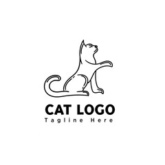 stand cat line art elongate hand logo