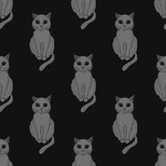 Cool cat seamless pattern. Cartoon style pattern design.