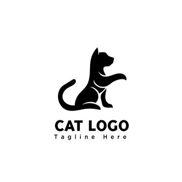 stand cat silhouette art elongate hand logo