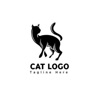 silhouette art walking cat logo