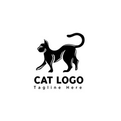 silhouette art walking cat logo