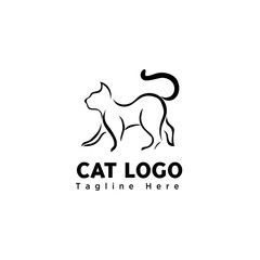 brush art walking cat logo