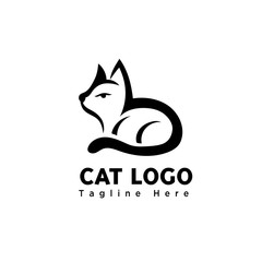 simple cat sit art logo