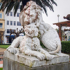 Lion with the Lioness marble sculpture  in San Sebastian, Basque Country, Spain.