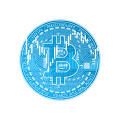 Finance bitcoin background blue