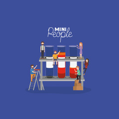 mini people with tube test vector illustration design