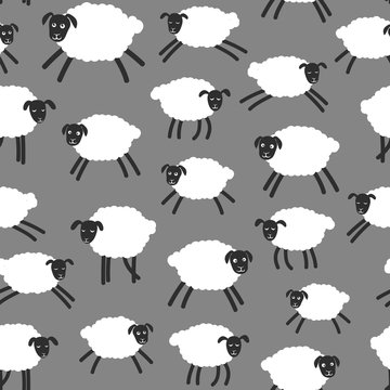 Seamless pattern with sheep