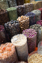 Colorful spices on the traditional arabian souk (market) in Dubai, UAE