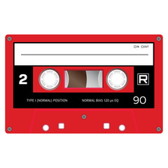 Vintage audio cassette tape, realistically looking design.