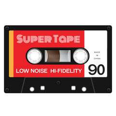 Old fashion cassette tape design, retro technology illustration.