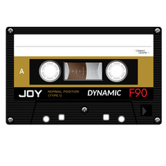 Old fashion cassette tape design, retro technology illustration.