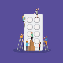 mini people with medicine vector illustration design