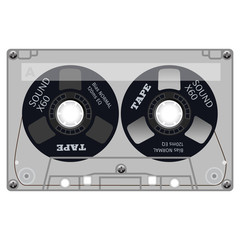 Audio cassette tape illustration isolated on white.