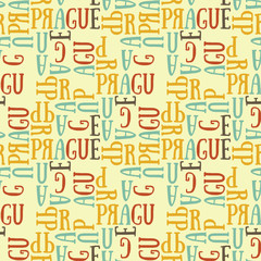 Prague seamless pattern. Autentic artistic design for background.