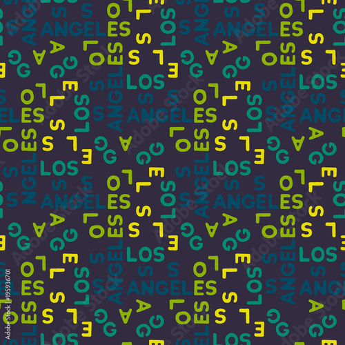 "Los Angeles seamless pattern. Autentic artistic design for background." Stock image and royalty