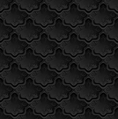 black background with vintage ornament, seamless pattern
