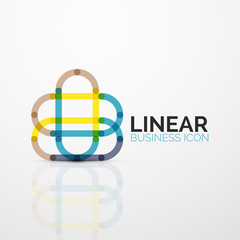 Abstract flower or star minimalistic linear icon, thin line geometric flat symbol for business icon design, abstract button or emblem