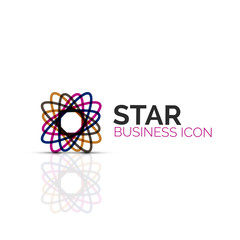 Abstract flower or star minimalistic linear icon, thin line geometric flat symbol for business icon design, abstract button or emblem