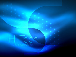 Glittering neon glowin wave, techno modern art abstract background, magical shiny template