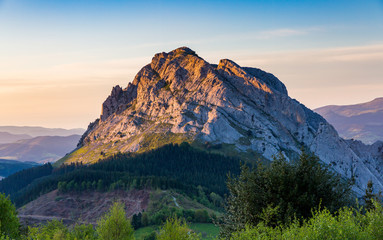 A mountain at sunset time
